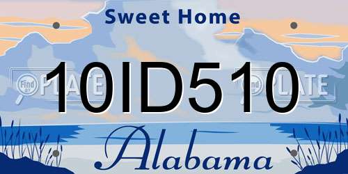 10ID510 Alabama License Plate