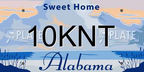 10KNT Alabama License Plate