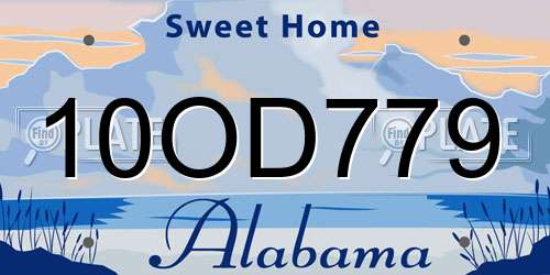 10OD779 Alabama License Plate