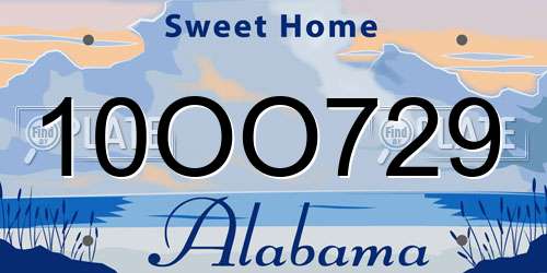 10OO729 Alabama License Plate