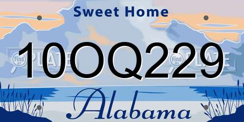 10OQ229 Alabama License Plate