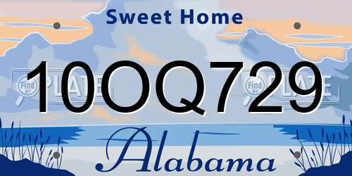 10OQ729 Alabama License Plate