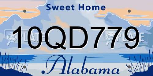 10QD779 Alabama License Plate