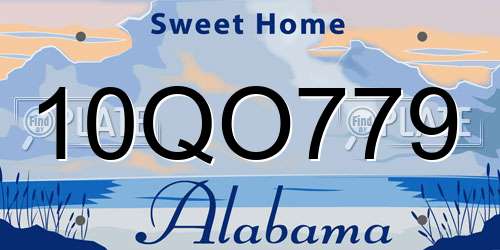 10QO779 Alabama License Plate