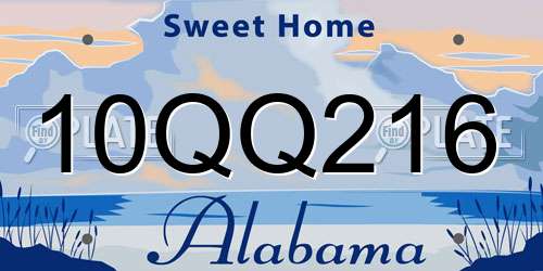 10QQ216 Alabama License Plate