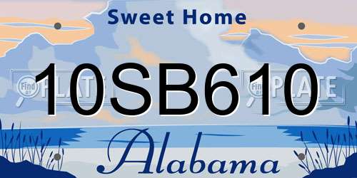 10SB610 Alabama License Plate