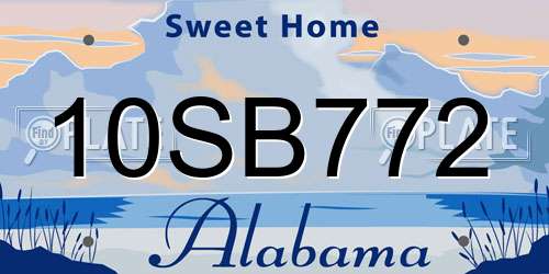 10SB772 Alabama License Plate