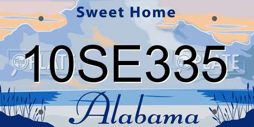 10SE335 Alabama License Plate