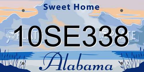 10SE338 Alabama License Plate