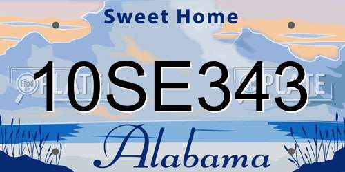 10SE343 Alabama License Plate