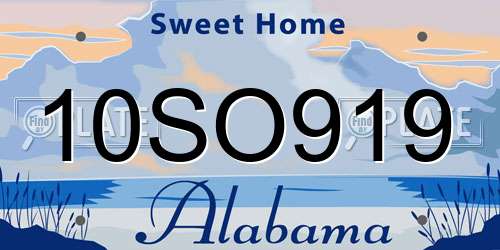 10SO919 Alabama License Plate