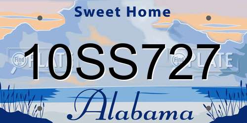 10SS727 Alabama License Plate