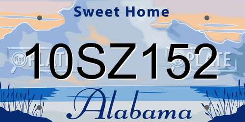 10SZ152 Alabama License Plate