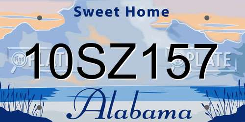 10SZ157 Alabama License Plate