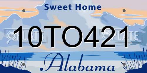 10TO421 Alabama License Plate