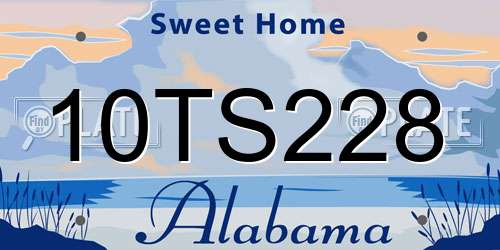 10TS228 Alabama License Plate