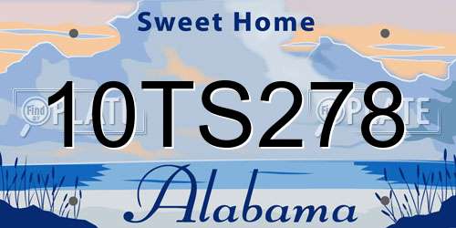 10TS278 Alabama License Plate