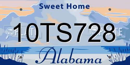 10TS728 Alabama License Plate