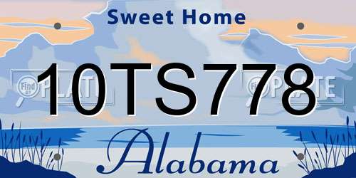 10TS778 Alabama License Plate