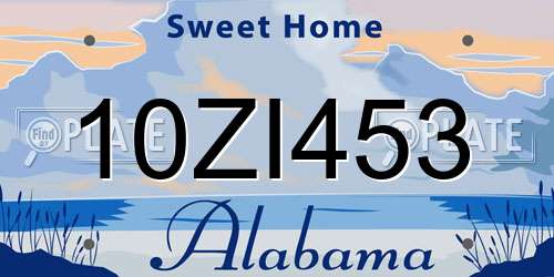 10ZI453 Alabama License Plate