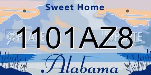 1101AZ8 Alabama License Plate