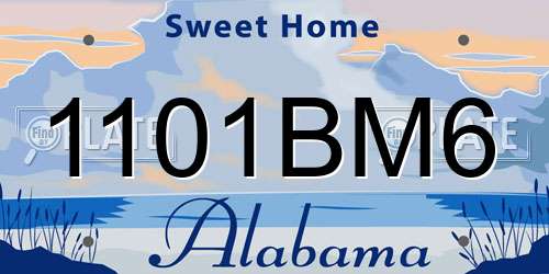 1101BM6 Alabama License Plate