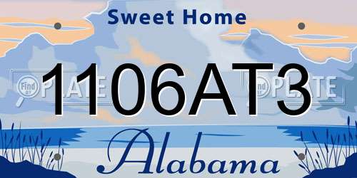 1106AT3 Alabama License Plate