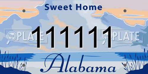 111111 Alabama License Plate