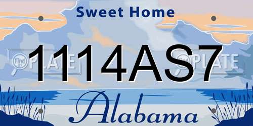 1114AS7 Alabama License Plate