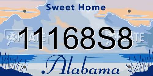11168S8 Alabama License Plate
