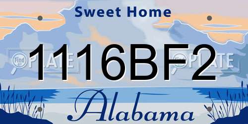 1116BF2 Alabama License Plate