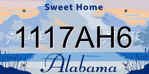 1117AH6 Alabama License Plate