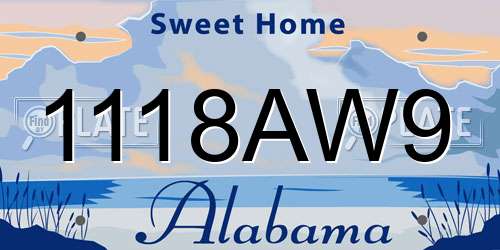 1118AW9 Alabama License Plate
