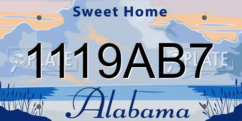 1119AB7 Alabama License Plate