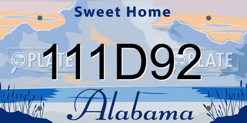 111D92 Alabama License Plate