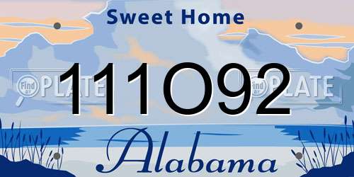 111O92 Alabama License Plate