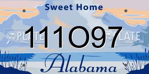 111O97 Alabama License Plate