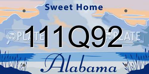 111Q92 Alabama License Plate