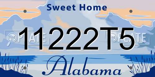 11222T5 Alabama License Plate