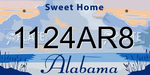1124AR8 Alabama License Plate