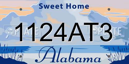 1124AT3 Alabama License Plate
