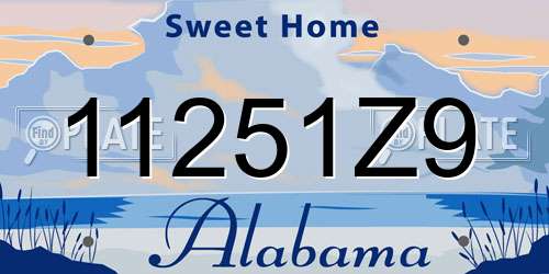 11251Z9 Alabama License Plate