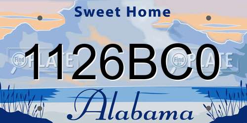 1126BC0 Alabama License Plate
