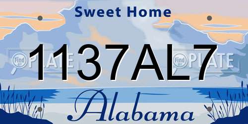1137AL7 Alabama License Plate