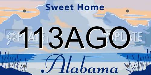 113AGO Alabama License Plate