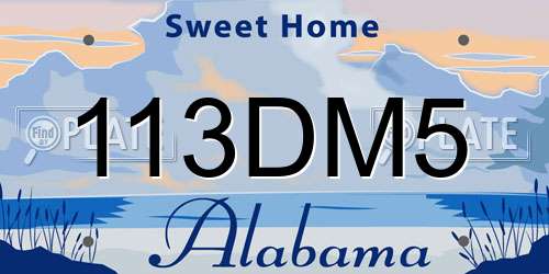 113DM5 Alabama License Plate