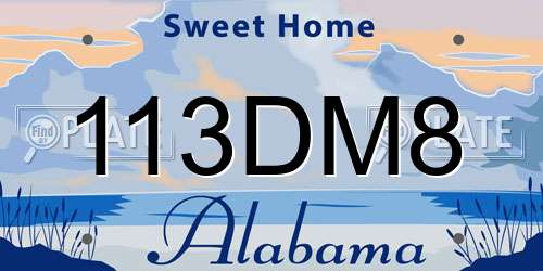113DM8 Alabama License Plate