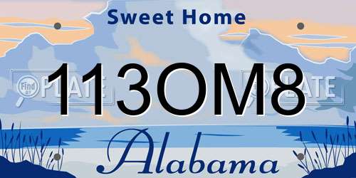 113OM8 Alabama License Plate