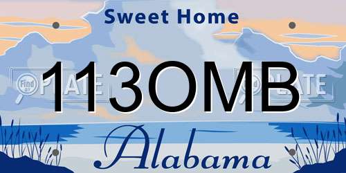 113OMB Alabama License Plate