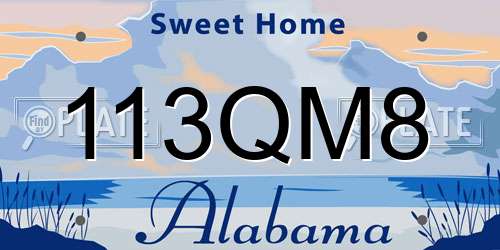 113QM8 Alabama License Plate
